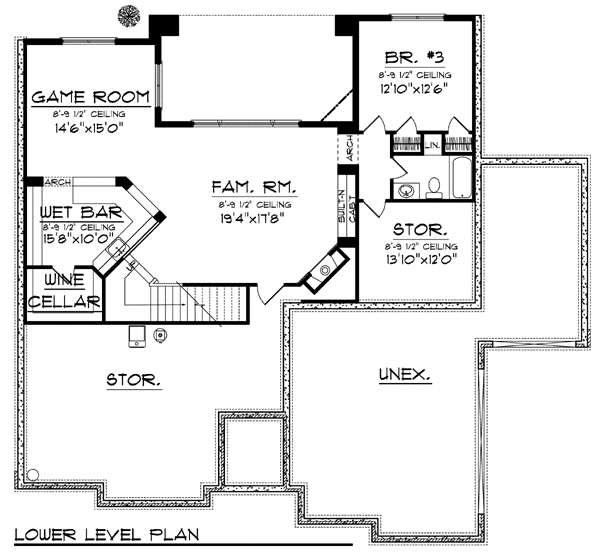 Craftsman Traditional Lower Level of Plan 73435