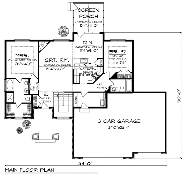One-Story Traditional Level One of Plan 73438