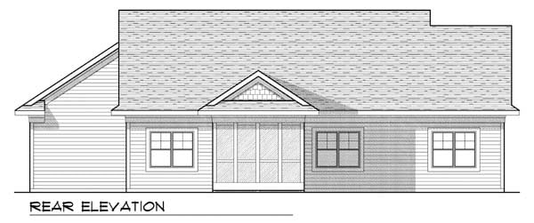 One-Story Traditional Rear Elevation of Plan 73438