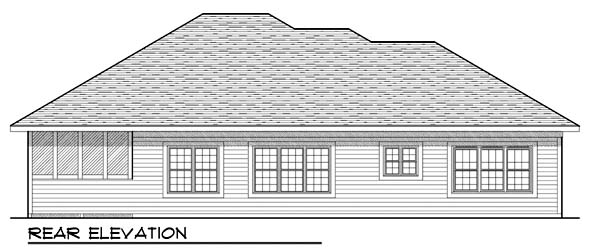 One-Story Traditional Rear Elevation of Plan 73440
