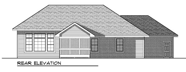 Traditional Rear Elevation of Plan 73442