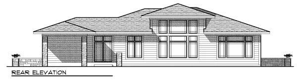 Prairie Style Southwest Rear Elevation of Plan 73443