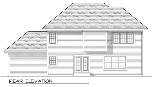 Traditional Rear Elevation of Plan 73444