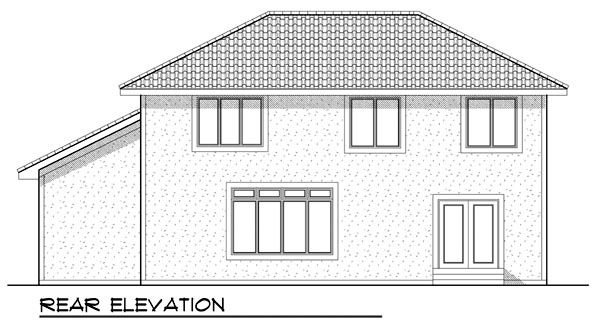 Mediterranean Rear Elevation of Plan 73445