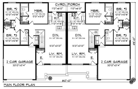 Multi-Family Plan 73450 First Level Plan