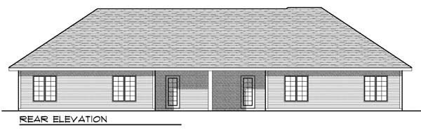 Ranch Rear Elevation of Plan 73450