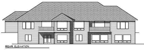 Traditional Rear Elevation of Plan 73454