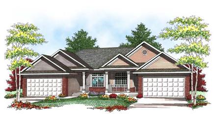 Ranch Traditional Elevation of Plan 73457