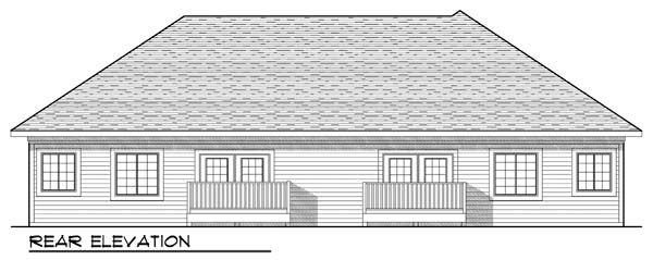 Ranch Traditional Rear Elevation of Plan 73457