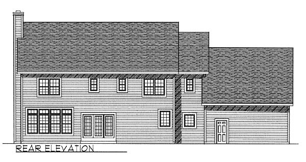 Colonial Rear Elevation of Plan 73458