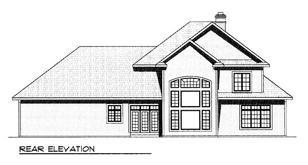 Traditional Rear Elevation of Plan 73459