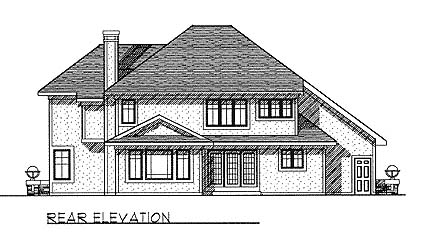 Craftsman Traditional Rear Elevation of Plan 73463