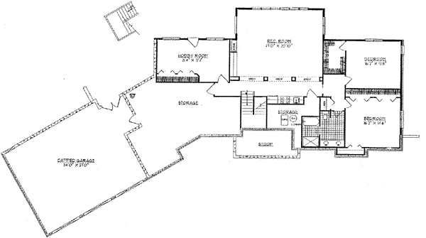 Colonial One-Story Lower Level of Plan 73464