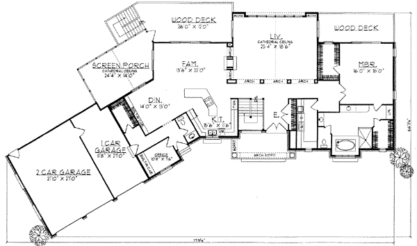 Colonial One-Story Level One of Plan 73464