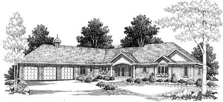 Colonial One-Story Elevation of Plan 73464