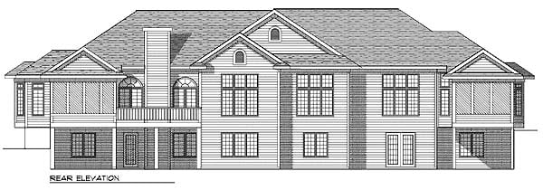 Traditional Rear Elevation of Plan 73469