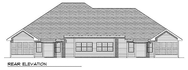 Traditional Rear Elevation of Plan 73470