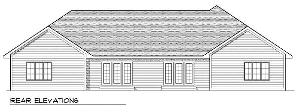 Traditional Rear Elevation of Plan 73476