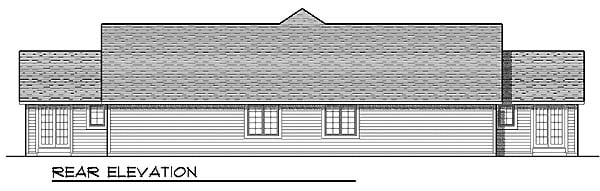 Ranch Rear Elevation of Plan 73479