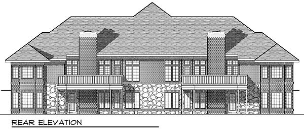 Traditional Rear Elevation of Plan 73482