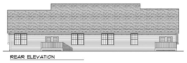 Ranch Rear Elevation of Plan 73487