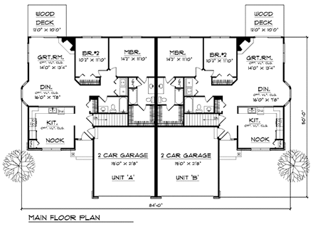 Multi-Family Plan 73489 First Level Plan