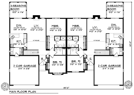 Multi-Family Plan 73490 First Level Plan