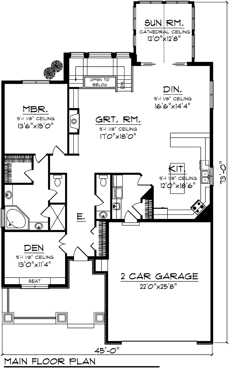 House Plan 73495 Level One