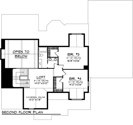 House Plan 73496 Second Level Plan