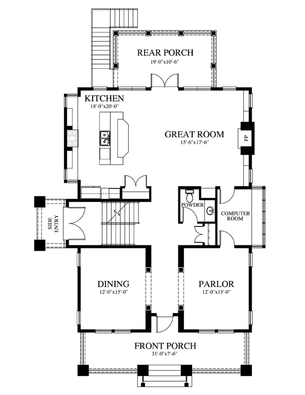 Craftsman Traditional Level One of Plan 73601