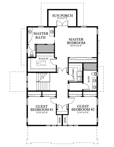 House Plan 73601 Second Level Plan