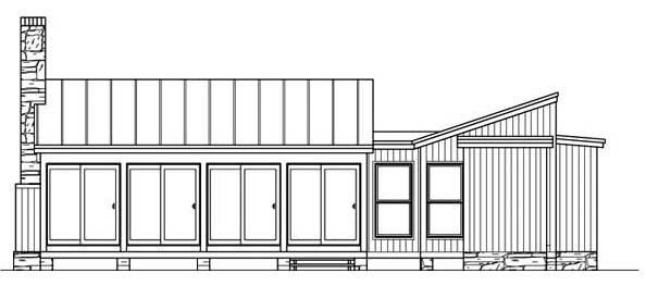 Cabin Ranch Southern Rear Elevation of Plan 73615