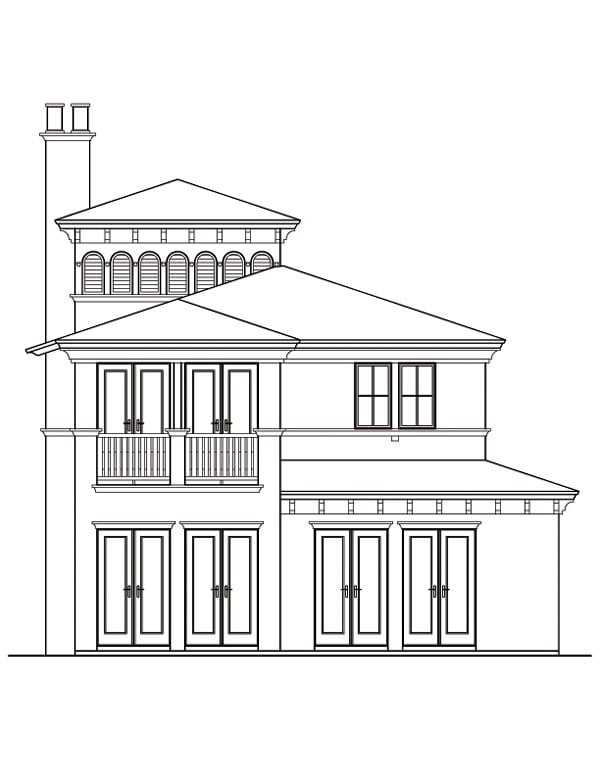 Florida Southern Rear Elevation of Plan 73617