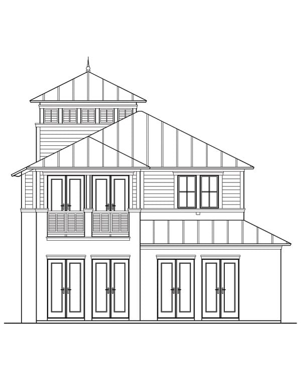 Florida Southern Rear Elevation of Plan 73619