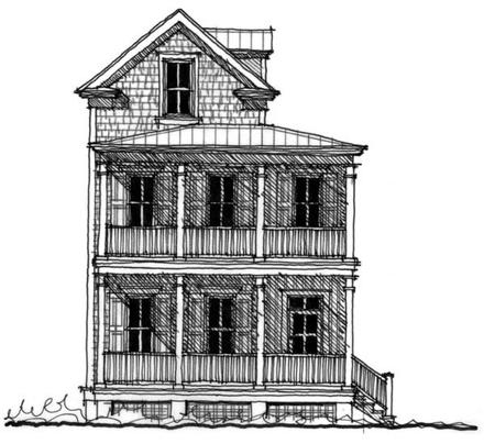 Historic Narrow Lot Elevation of Plan 73700