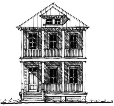 Historic Narrow Lot Elevation of Plan 73701