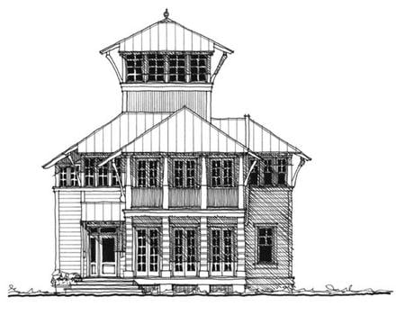 Historic Southern Elevation of Plan 73711