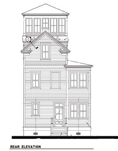 Historic Southern Rear Elevation of Plan 73716