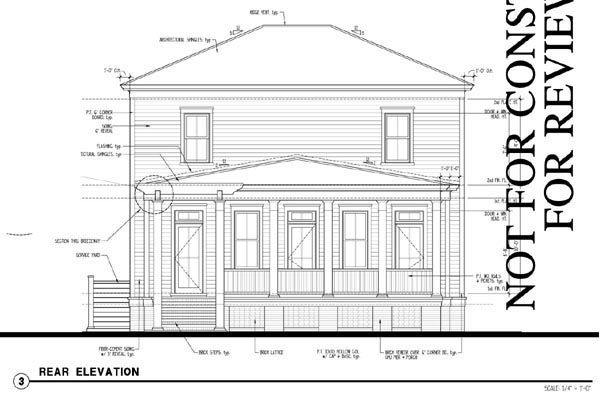 Historic Southern Rear Elevation of Plan 73717
