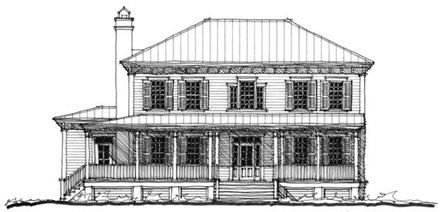 Historic Southern Elevation of Plan 73722