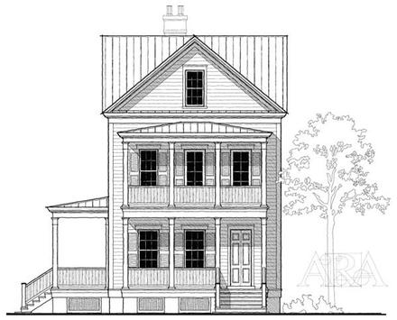 Historic Southern Elevation of Plan 73741