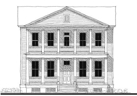 Historic Southern Elevation of Plan 73748