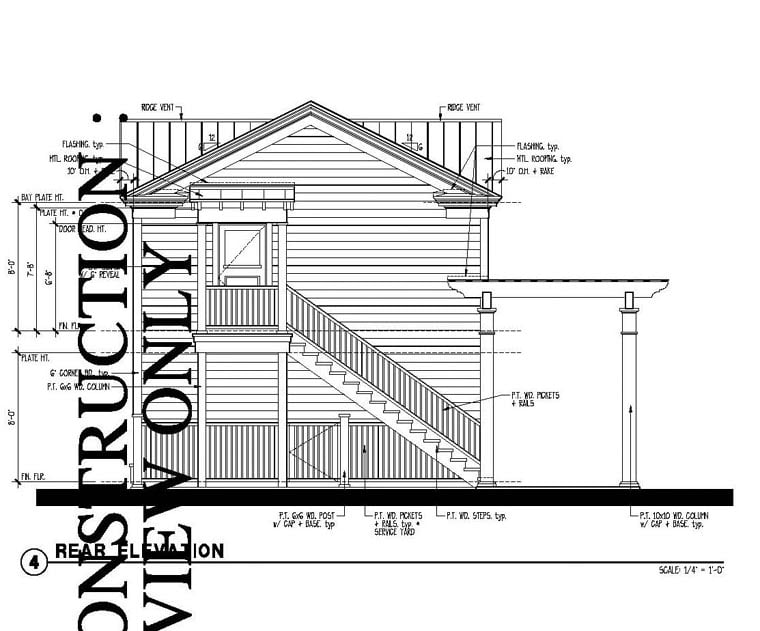 Historic Rear Elevation of Plan 73785