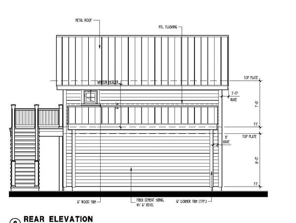 Garage Plan 73796 - 2 Car Garage Apartment Rear Elevation
