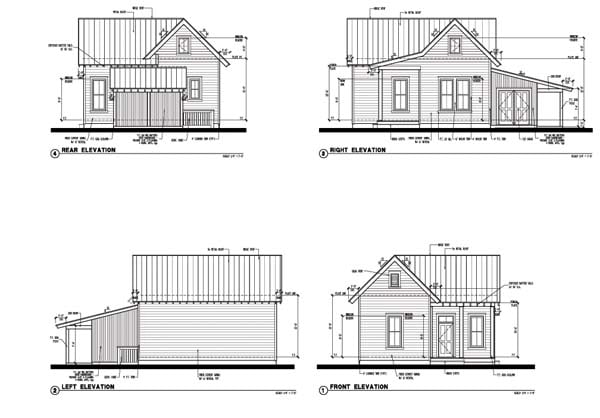 Cabin Country Farmhouse Historic Rear Elevation of Plan 73799
