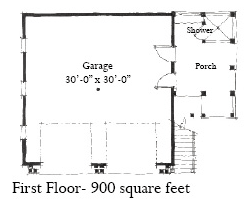 Colonial, Historic, Traditional 2 Car Garage Apartment Plan 73827 with 2 Beds, 1 Baths First Level Plan
