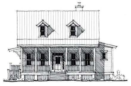 Country Historic Elevation of Plan 73844