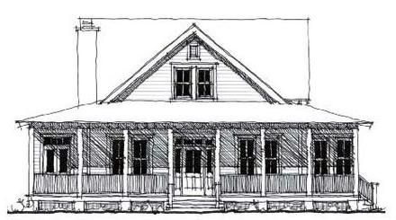 Country Historic Elevation of Plan 73859