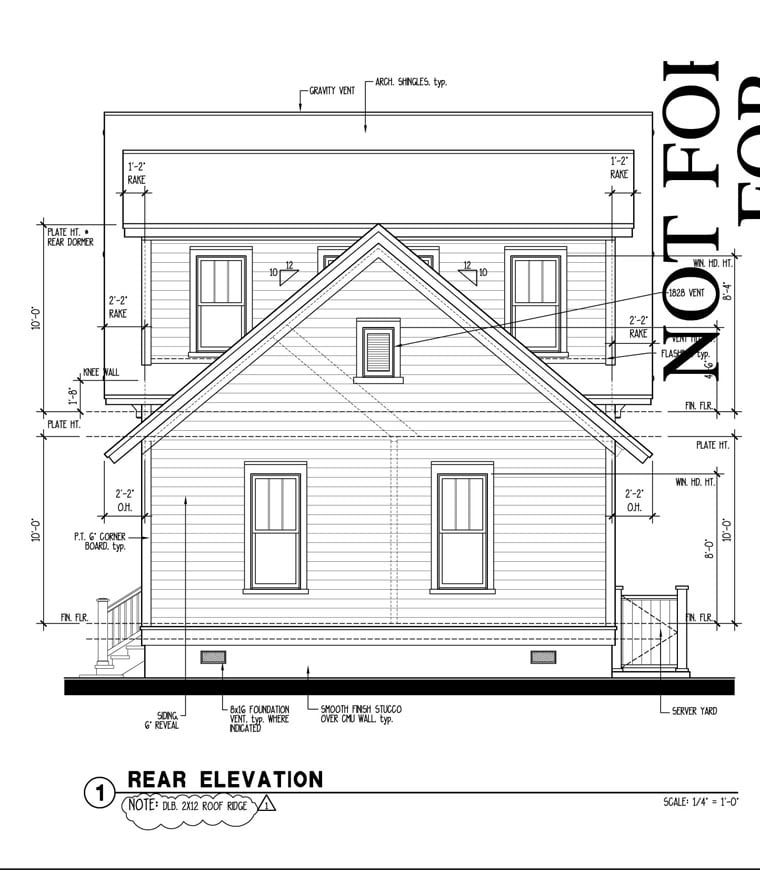 Country Historic Rear Elevation of Plan 73860