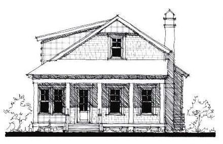 Country Historic Elevation of Plan 73870